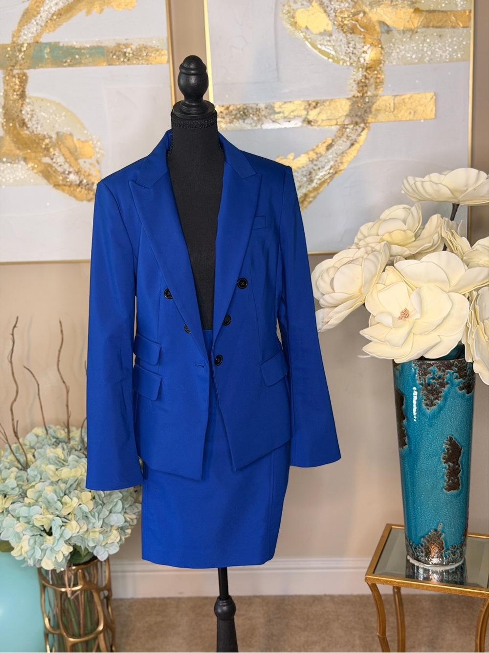 Express Women's Blue Double-Breasted Blazer & Skirt Set